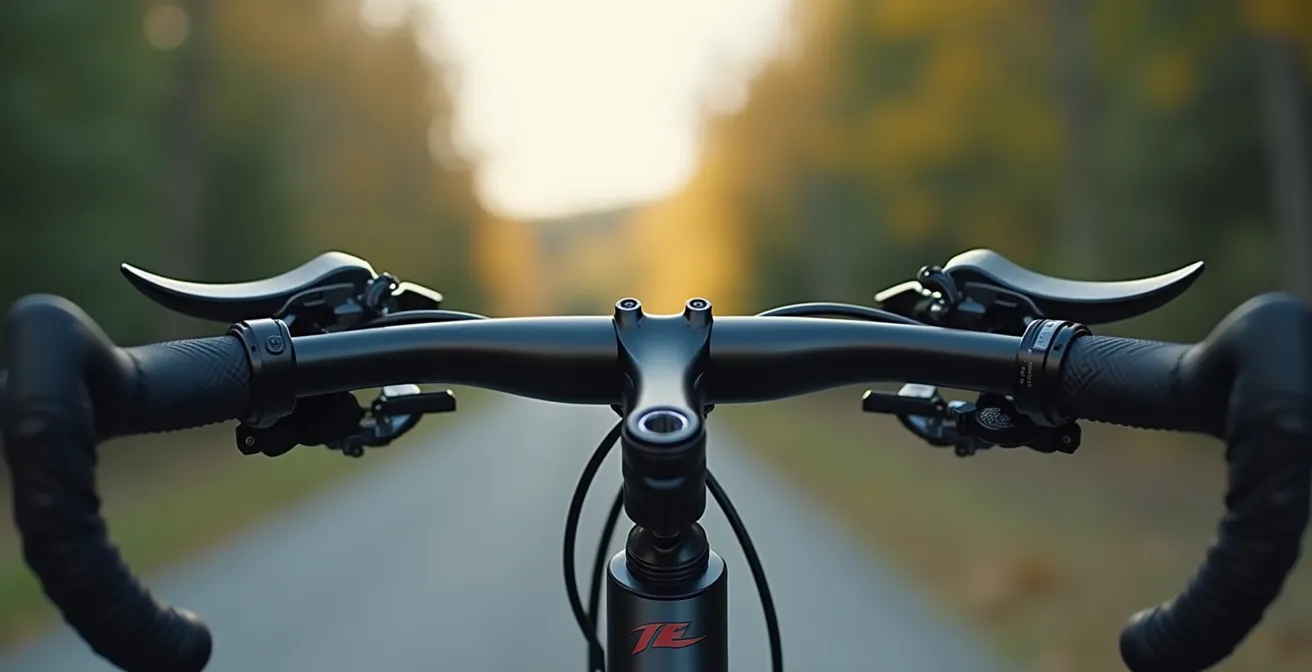 Nahaufnahme verschiedener Fahrradlenkerbreiten und Griffpositionen im Vergleich