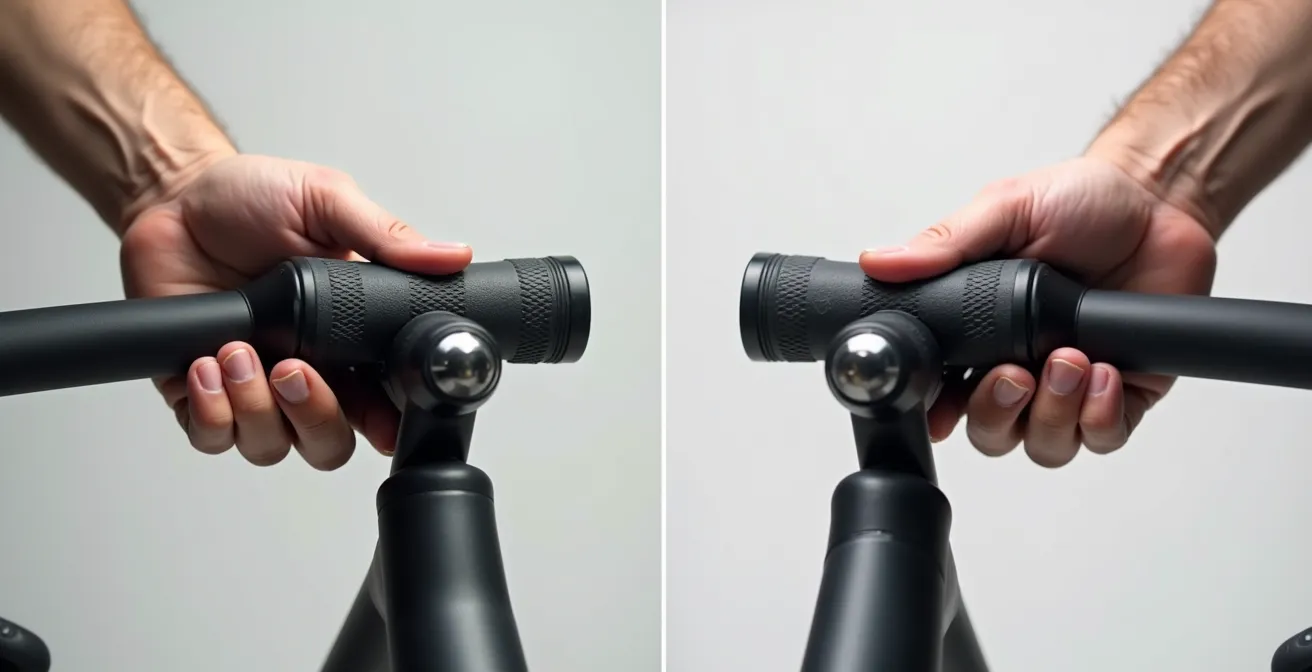 Vergleich von ergonomischen Fahrradgriffen mit Flügeln und Hörnchen zur Handunterstützung