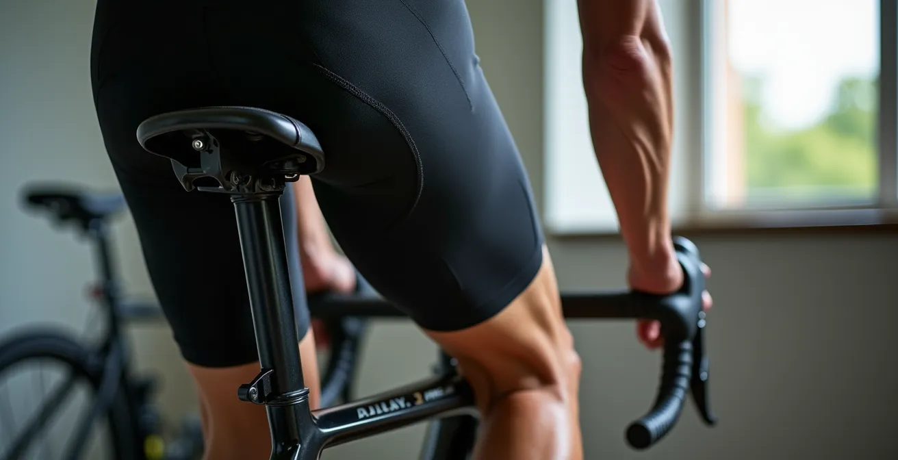 Detailaufnahme einbeiniges Fahrradtraining für optimale Gesäßmuskel-Aktivierung